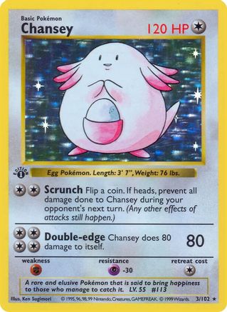 Chansey 003/102 - Unlimited Holofoil Base Set Shadowless - Holo Rare
