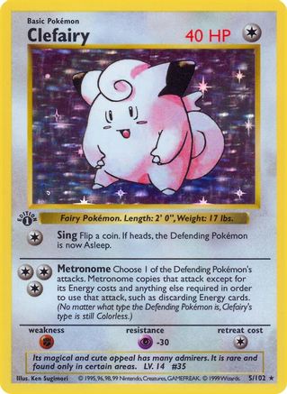 Clefairy 005 - 1st Edition Holofoil Base Set Shadowless - Holo Rare