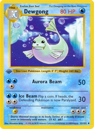 Dewgong 025/102 - 1st Edition Base Set Shadowless - Uncommon