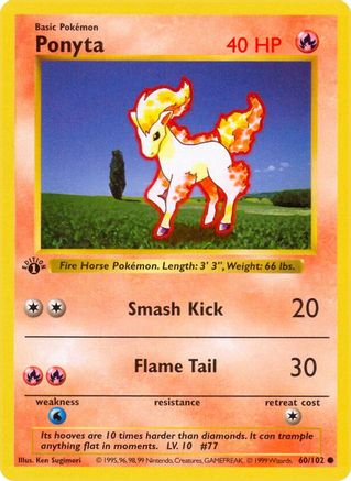 Ponyta 060/102 - 1st Edition Base Set Shadowless - Common