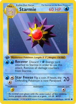 Starmie 064/102 - 1st Edition Base Set Shadowless - Common