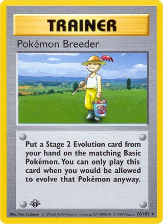 Pokemon Breeder 076/102 - Unlimited Base Set Shadowless - Rare