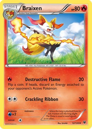 Braixen 012/124 - Reverse Holofoil XY Fates Collide - Uncommon