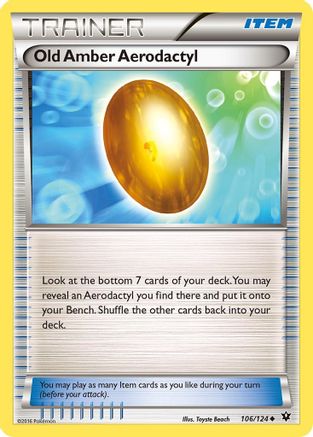 Old Amber Aerodactyl 106/124 - Reverse Holofoil XY Fates Collide - Uncommon