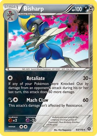 Bisharp 064/114 - Reverse Holofoil XY Steam Siege - Holo Rare