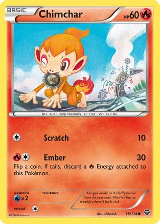 Chimchar 018/114 - Reverse Holofoil XY Steam Siege - Common