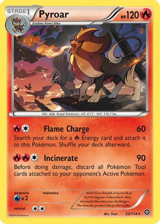 Pyroar 023/114 - Reverse Holofoil XY Steam Siege - Rare
