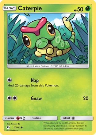 Caterpie 001/149 - Reverse Holofoil SM Base Set - Common