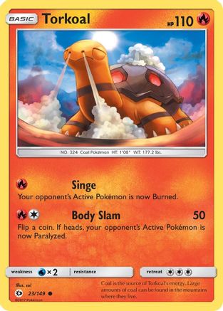 Torkoal 023/149 - Reverse Holofoil SM Base Set - Common