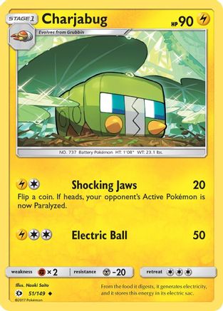 Charjabug 051/149 - Reverse Holofoil SM Base Set - Uncommon