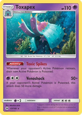 Toxapex 063/149 - Reverse Holofoil SM Base Set - Holo Rare