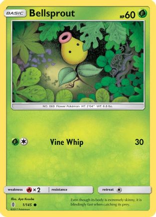 Bellsprout 001/145 - Reverse Holofoil SM Guardians Rising - Common
