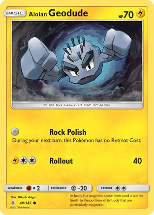 Alolan Geodude 040/145 - Reverse Holofoil SM Guardians Rising - Common