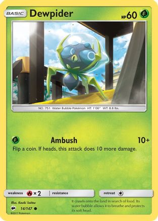 Dewpider 014/147 - Reverse Holofoil SM Burning Shadows - Common