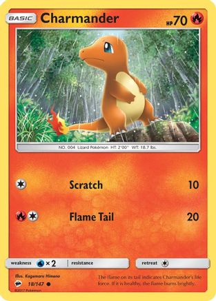 Charmander 018/147 - Reverse Holofoil SM Burning Shadows - Common