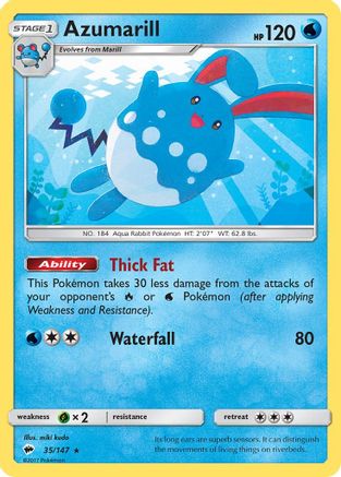 Azumarill 035/147 - Reverse Holofoil SM Burning Shadows - Rare