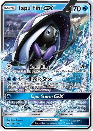 Tapu Fini GX 039/147 - Holofoil SM Burning Shadows - Ultra Rare
