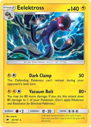 Eelektross 046/147 - Reverse Holofoil SM Burning Shadows - Rare