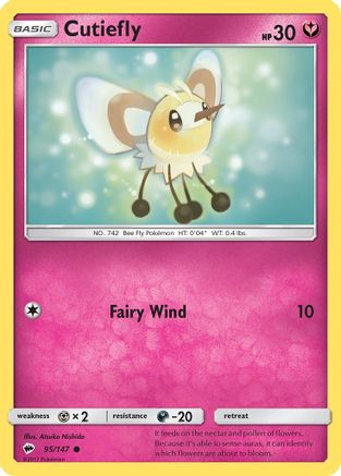 Cutiefly 095/147 - Reverse Holofoil SM Burning Shadows - Common