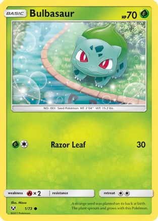 Bulbasaur 001/73 - Reverse Holofoil Shining Legends - Common