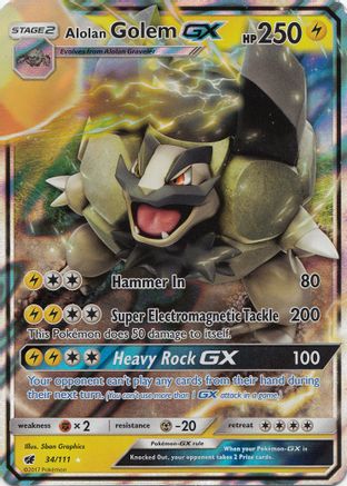 Alolan Golem GX 034/111 - Holofoil SM Crimson Invasion - Ultra Rare