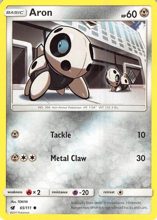 Aron 065/111 - Reverse Holofoil SM Crimson Invasion - Common