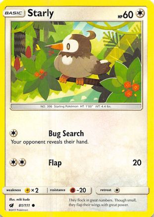 Starly 081/111 - Reverse Holofoil SM Crimson Invasion - Common