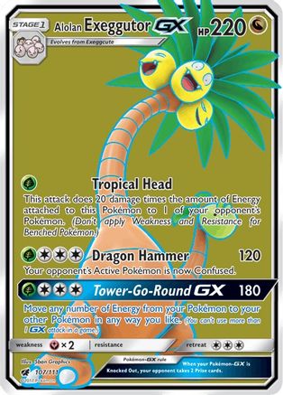 Alolan Exeggutor GX (Full Art) 107/111 - Holofoil SM Crimson Invasion - Ultra Rare