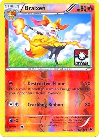Braixen 012/124 - Reverse Holofoil League & Championship Cards - Promo
