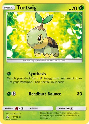 Turtwig (6) 006/156 - Reverse Holofoil SM Ultra Prism - Common