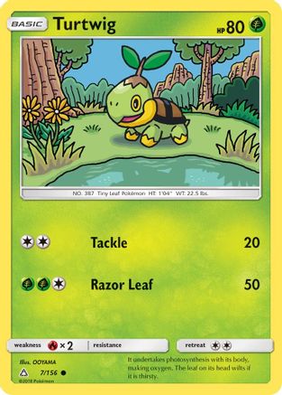 Turtwig (7) 007/156 - Reverse Holofoil SM Ultra Prism - Common