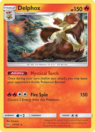 Delphox 017/131 - Reverse Holofoil SM Forbidden Light - Holo Rare