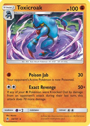 Toxicroak 064 - Reverse Holofoil SM Forbidden Light - Rare
