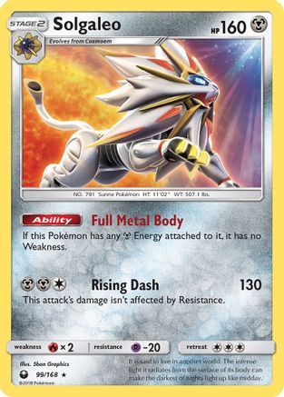 Solgaleo 099/168 - Reverse Holofoil SM Celestial Storm - Holo Rare