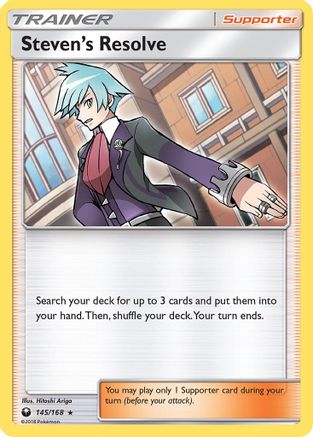 Steven's Resolve 145/168 - Reverse Holofoil SM Celestial Storm - Holo Rare