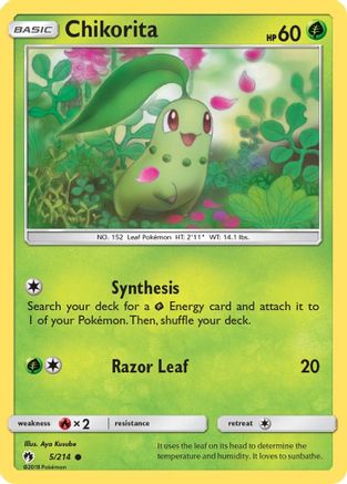 Chikorita (5) 005/214 - Reverse Holofoil SM Lost Thunder - Common