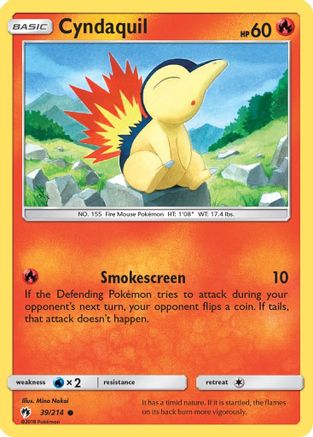 Cyndaquil (39) 039/214 - Reverse Holofoil SM Lost Thunder - Common