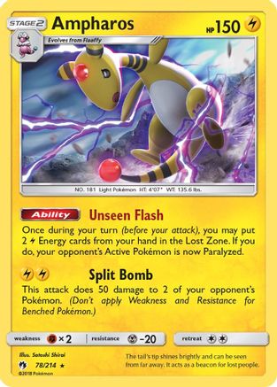 Ampharos 078/214 - Holofoil SM Lost Thunder - Holo Rare