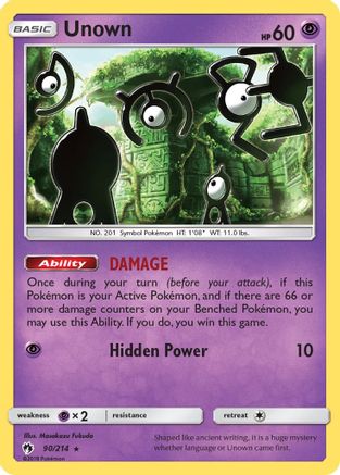 Unown (90) 090/214 - Reverse Holofoil SM Lost Thunder - Rare