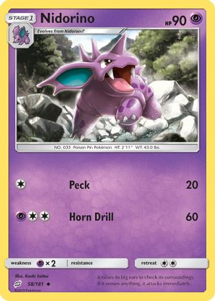 Nidorino 058/181 - Reverse Holofoil SM Team Up - Uncommon