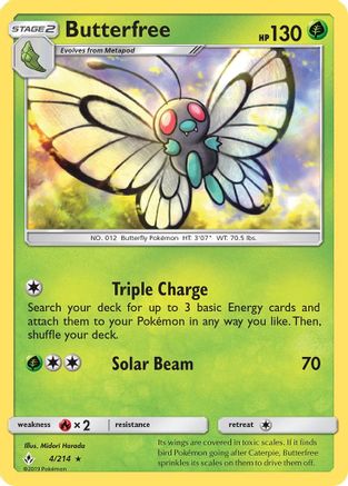 Butterfree 004/214 - Reverse Holofoil SM Unbroken Bonds - Rare