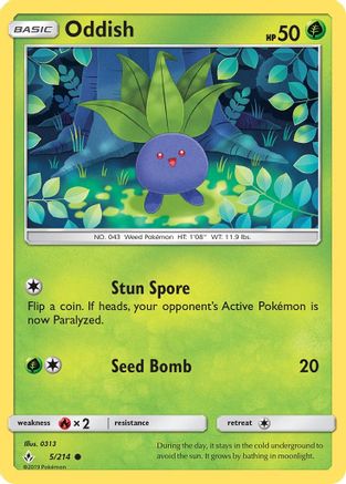 Oddish (5) 005/214 - Reverse Holofoil SM Unbroken Bonds - Common