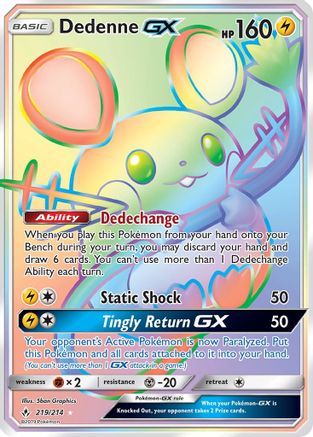 Dedenne GX (Secret) 219 - Holofoil SM Unbroken Bonds - Secret Rare