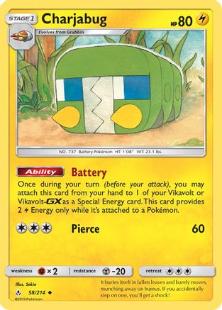 Charjabug 058/214 - Reverse Holofoil SM Unbroken Bonds - Uncommon