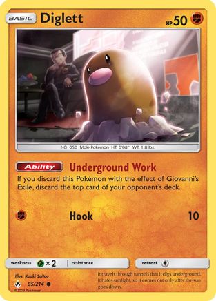 Diglett 085/214 - Reverse Holofoil SM Unbroken Bonds - Common