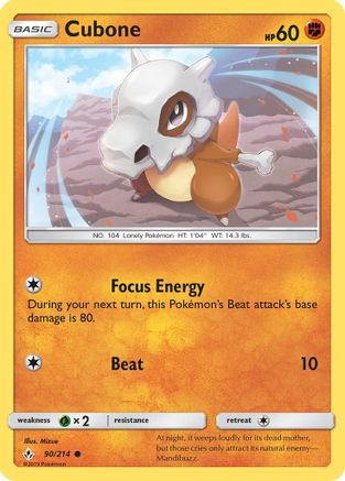 Cubone 090/214 - Reverse Holofoil SM Unbroken Bonds - Common