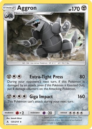 Aggron 125/214 - Reverse Holofoil SM Unbroken Bonds - Rare