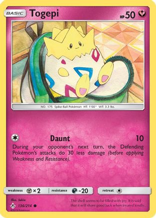 Togepi 136/214 - Reverse Holofoil SM Unbroken Bonds - Common