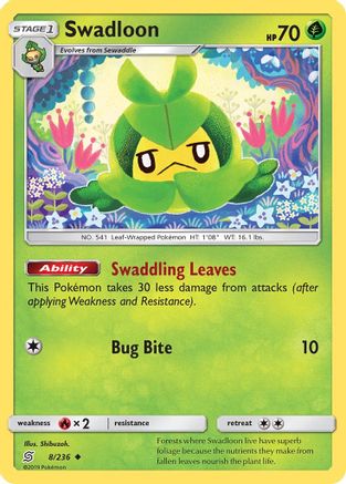 Swadloon 008/236 - Reverse Holofoil SM Unified Minds - Uncommon