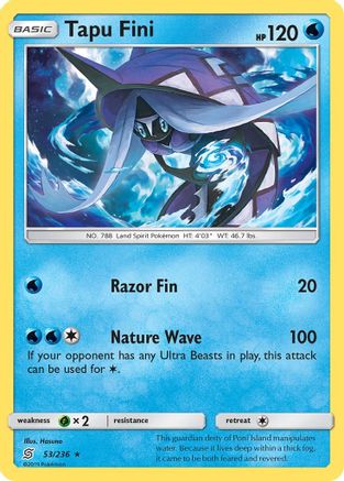 Tapu Fini 053/236 - Reverse Holofoil SM Unified Minds - Rare